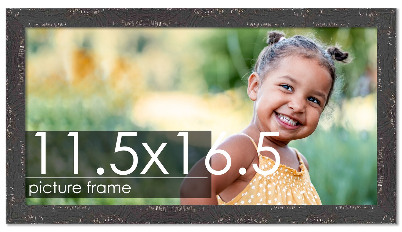 Photo Size Shabby Chic Black Picture Frame - UV Acrylic, Foam Board Backing, Hanging Hardware